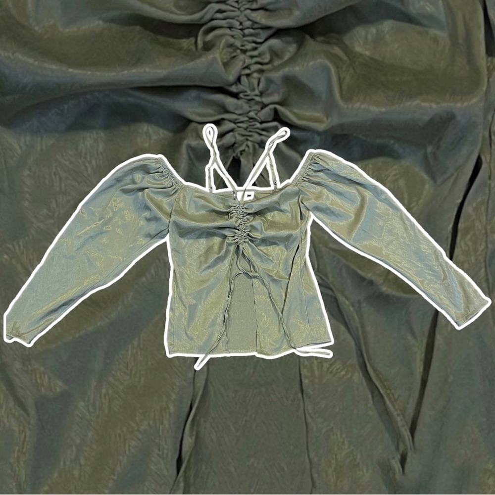 Mint green silk butterfly off the shoulder Firestar straps flowing top